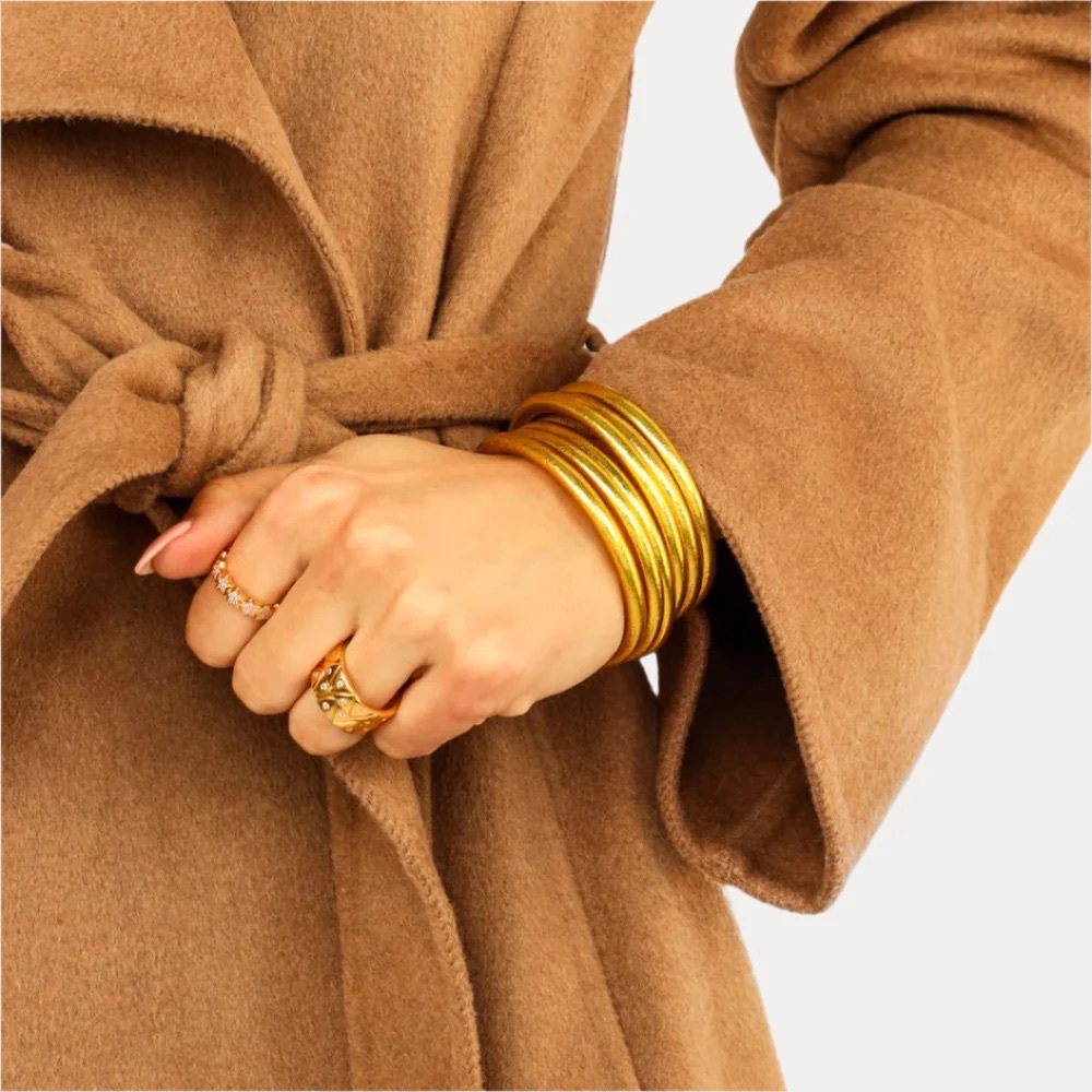BuDhaGirl GOLD ALL WEATHER BANGLES (set of 5)